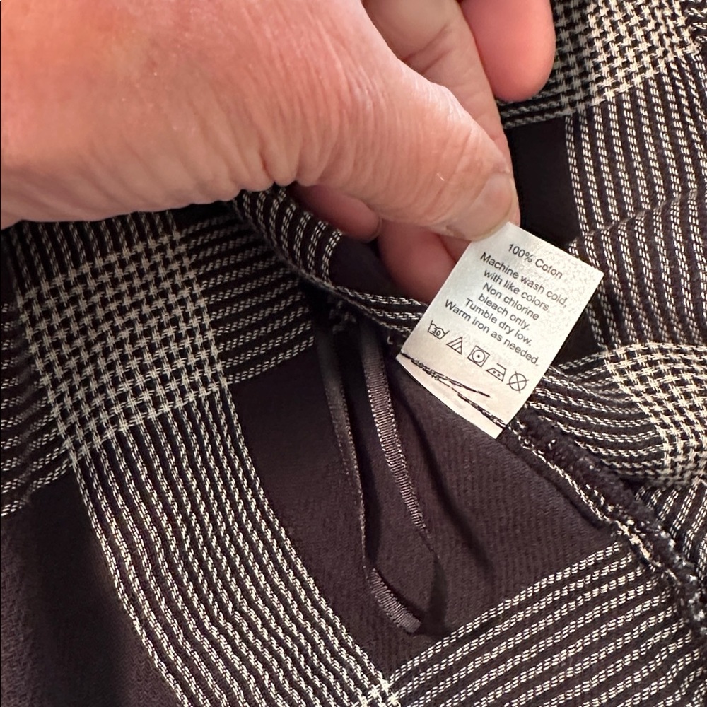 Madewell black Plaid Off-Shoulder Blouse, tie 3/4 sleeve - Picture 8 of 8